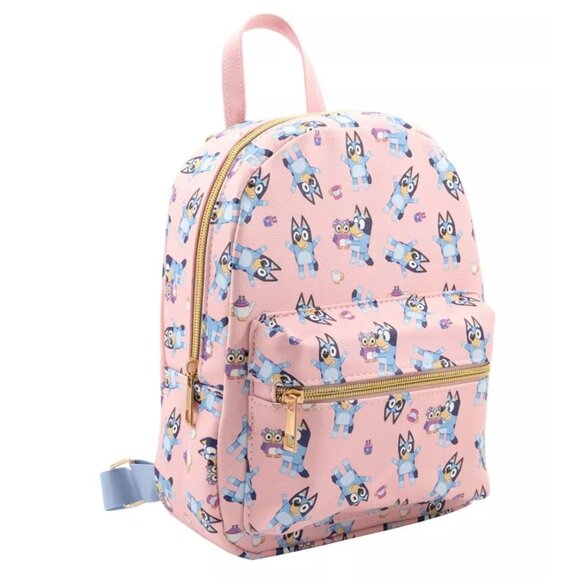 Bluey Kids Mini Pink Backpack With Adjustable Straps and Front Zipper Pocket - Picture 3 of 8